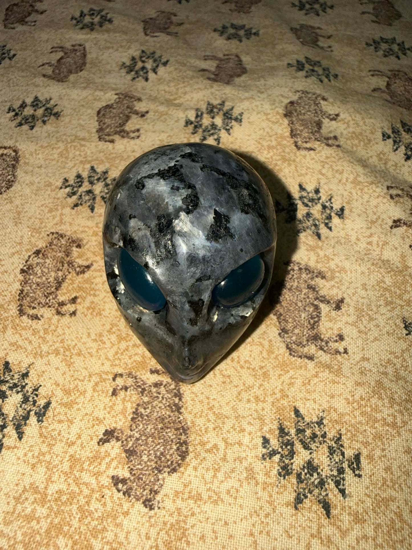 Alien head Carving with Opalite Eye's