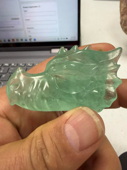 Dragon Head Carving 2.5 Inches Fluorite UV Reactive