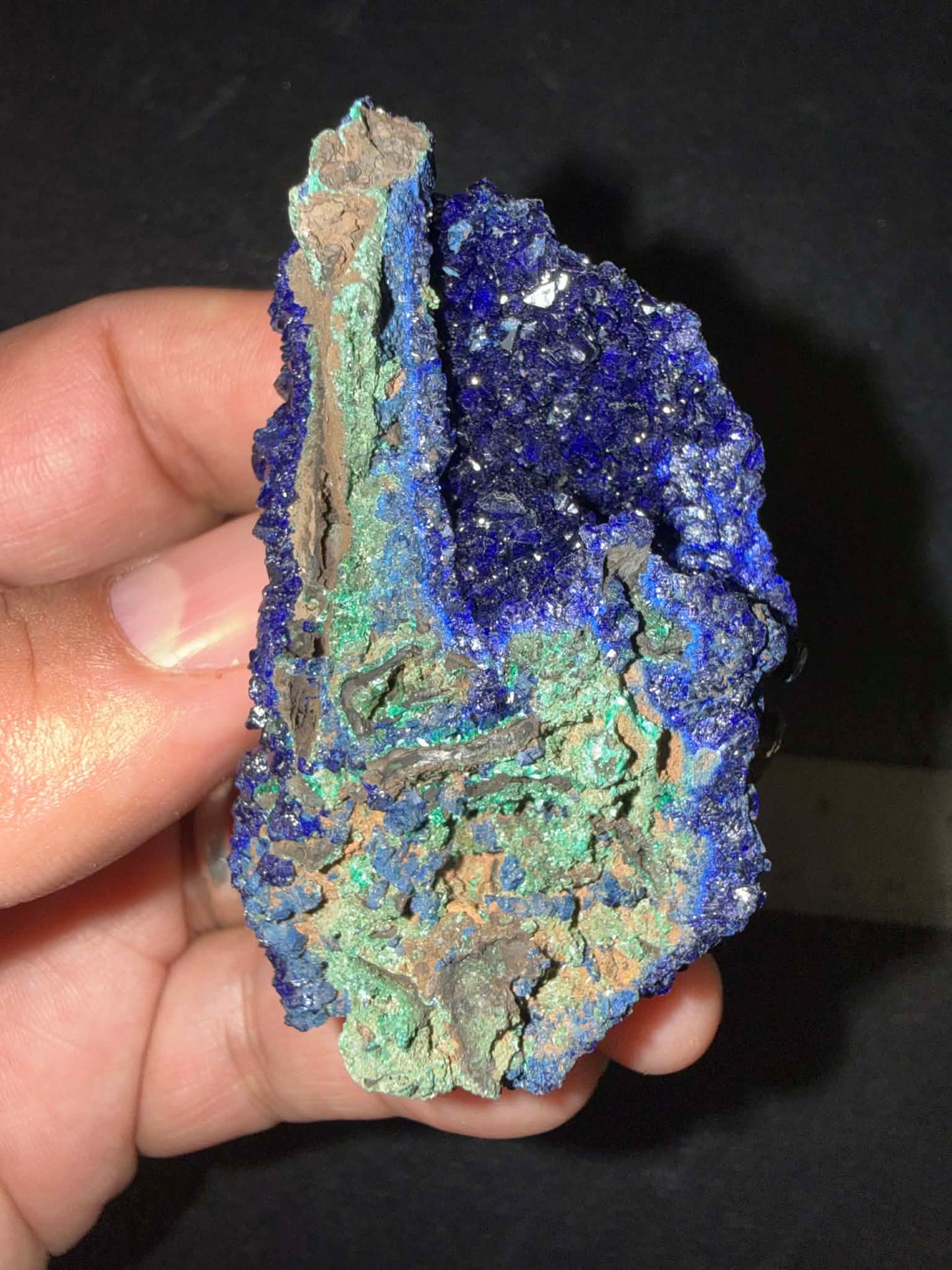 AAA Deep-Blue Gemmy Azurite on Malachite crystal on Matrix