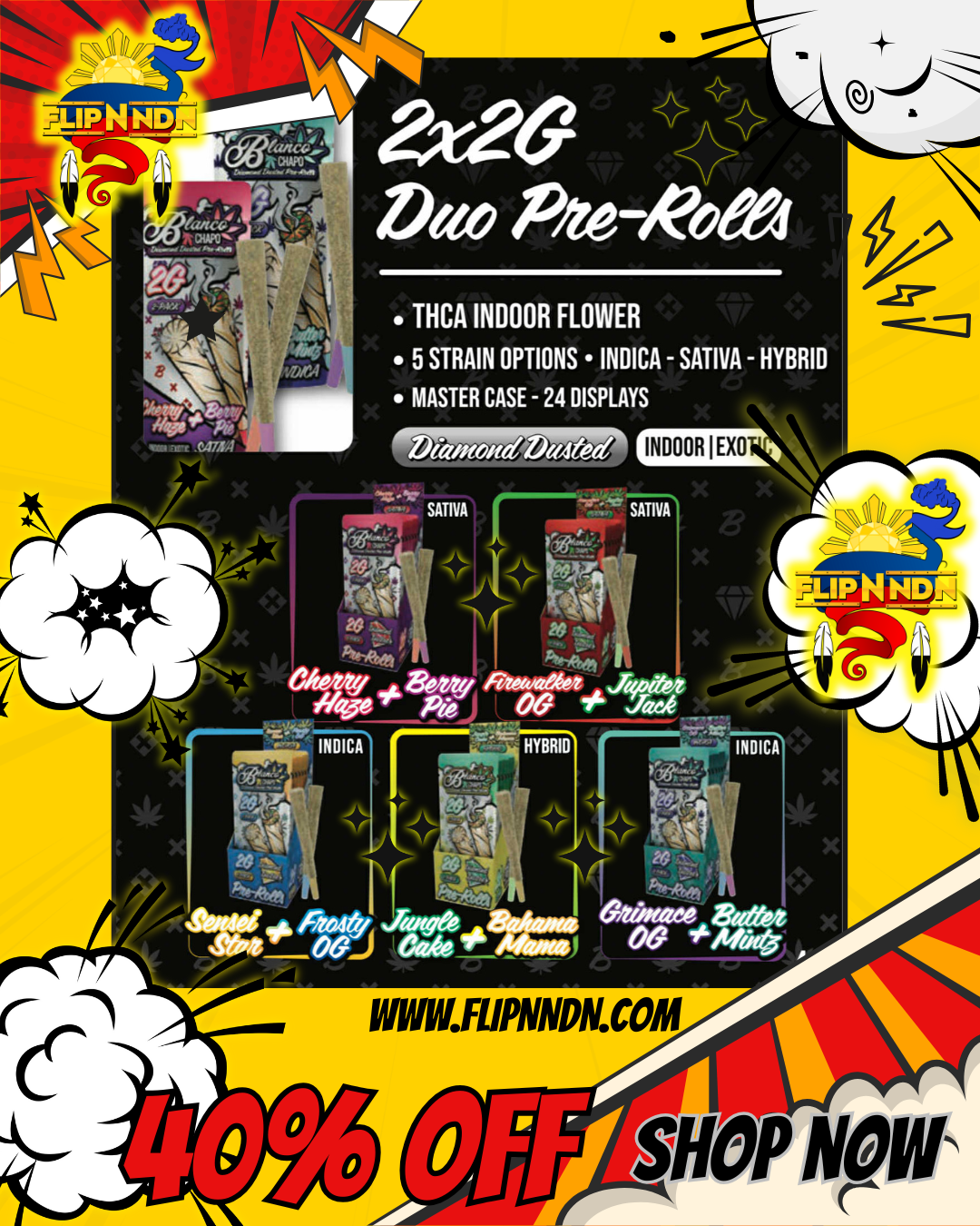 Chapo Blanco Duo Diamond Dusted 2 gram Pre-Rolls (2)