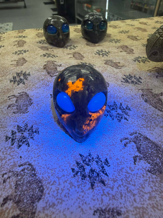 Alien head Carving with Opalite Eye's