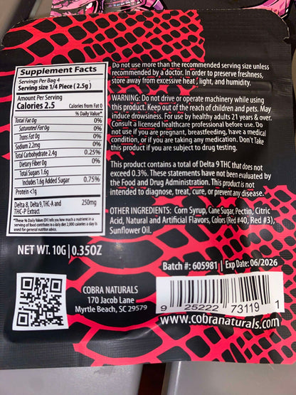 Cobra- Single Pack- 1000mg Venom Blend- Gummy 1 Pack- SATIVA