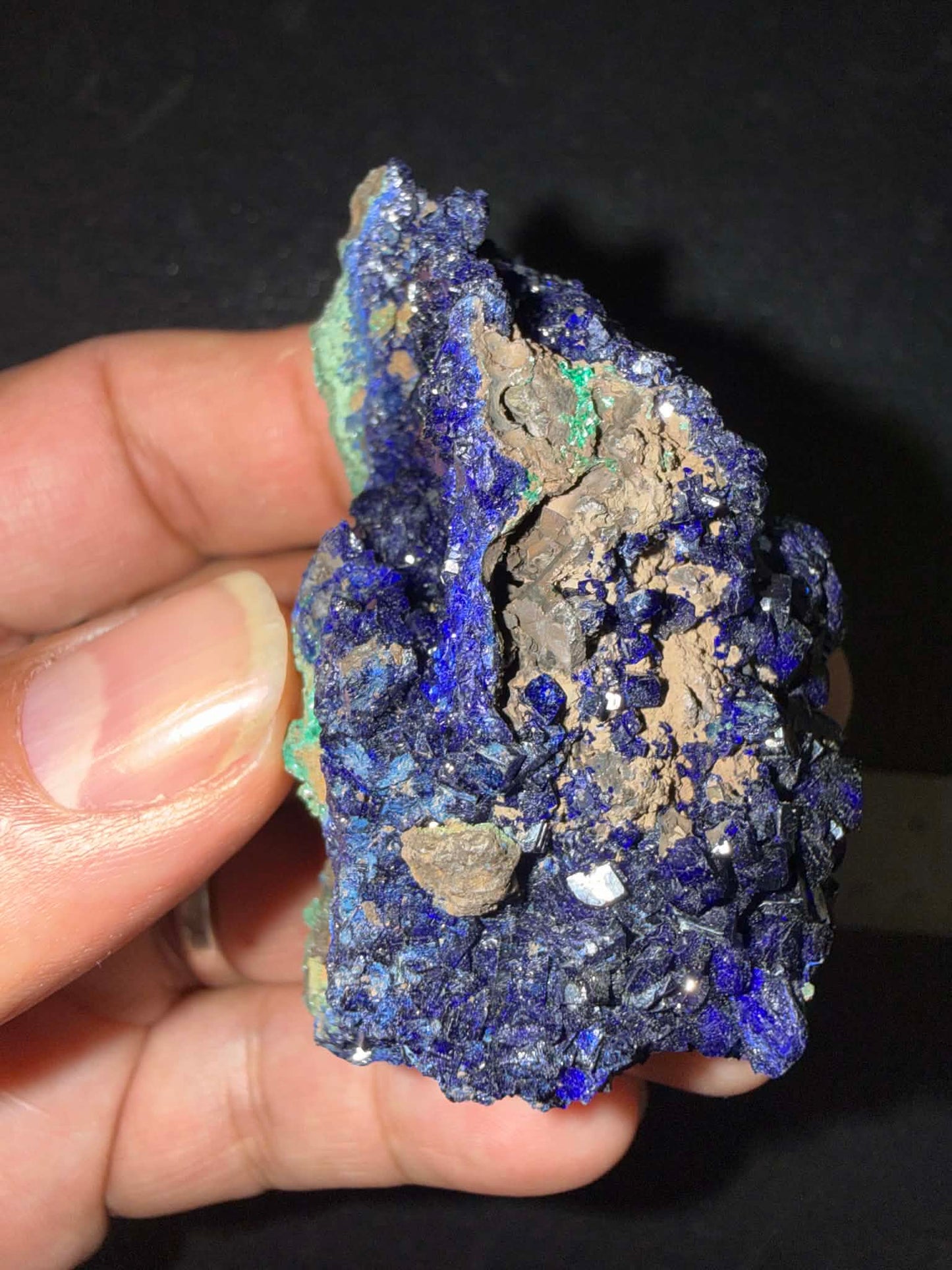AAA Deep-Blue Gemmy Azurite on Malachite crystal on Matrix