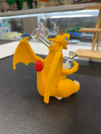 Orange Fire Dragon Silicone Water Bubbler