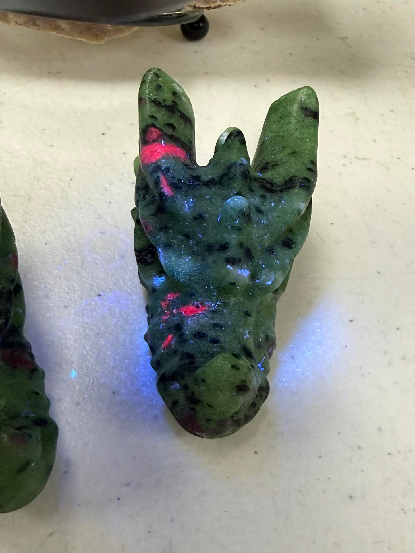 Dragon Head Ruby & Zoisite 5/8 Inch UV Reactive