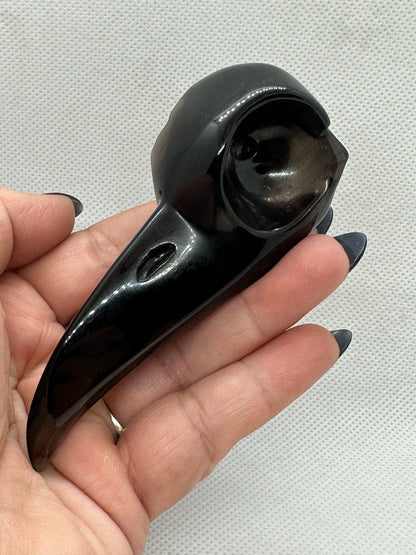 Black Obsidian Raven Carving