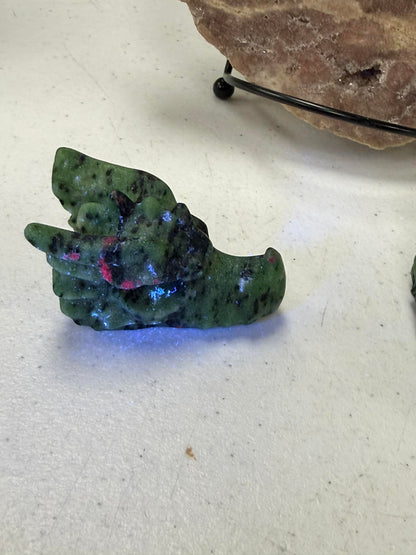 Dragon Head Ruby & Zoisite 5/8 Inch UV Reactive