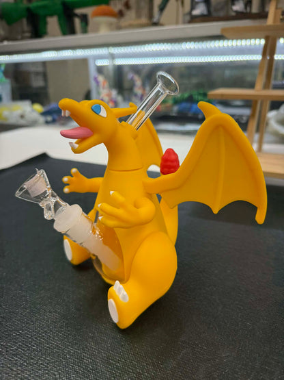 Orange Fire Dragon Silicone Water Bubbler