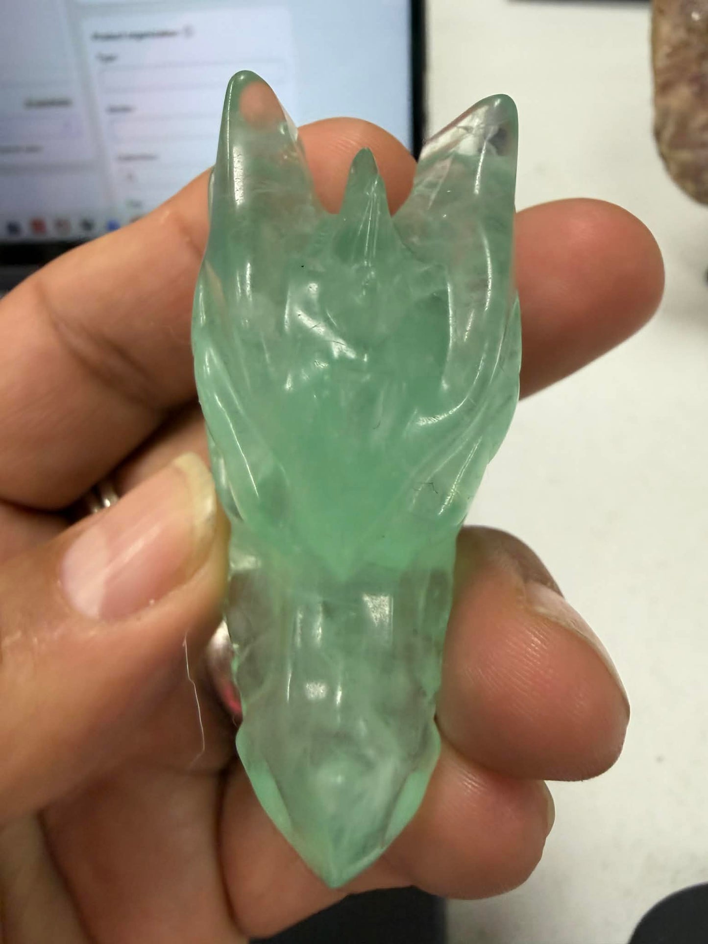 Dragon Head Carving 2.5 Inches Fluorite UV Reactive