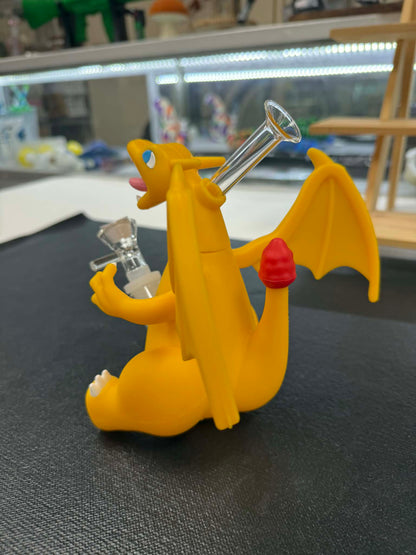 Orange Fire Dragon Silicone Water Bubbler