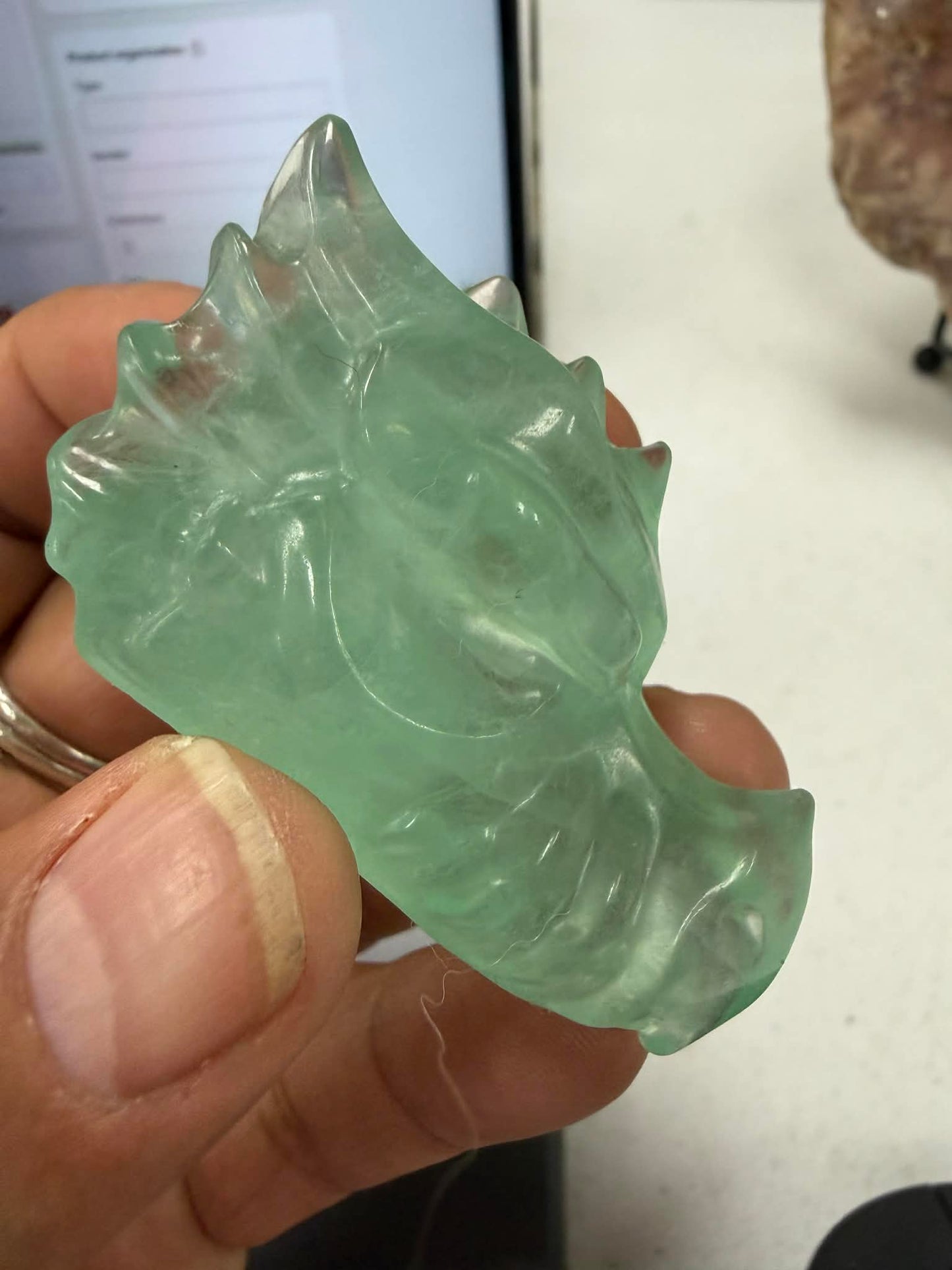 Dragon Head Carving 2.5 Inches Fluorite UV Reactive