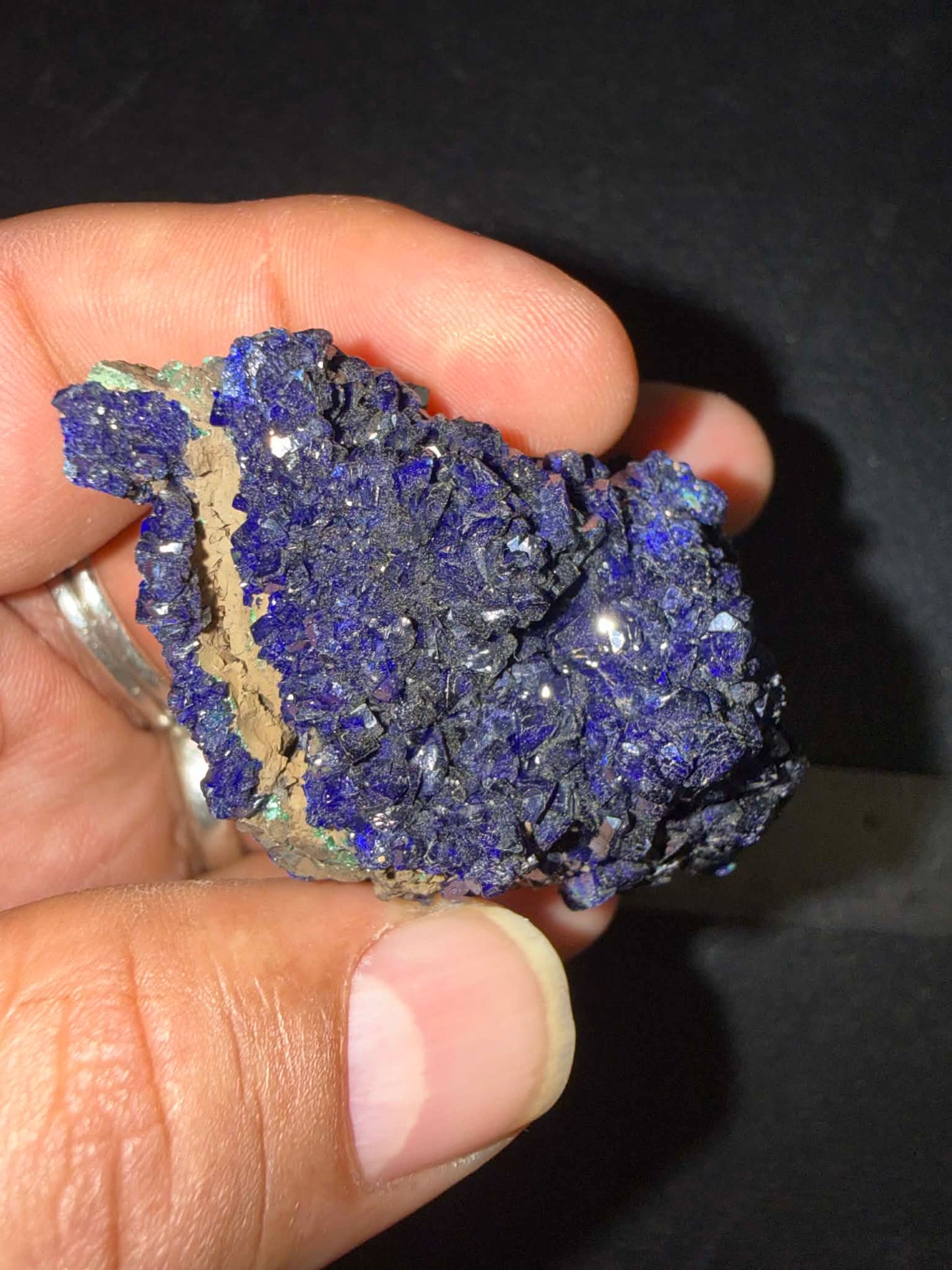AAA Deep-Blue Gemmy Azurite on Malachite crystal on Matrix