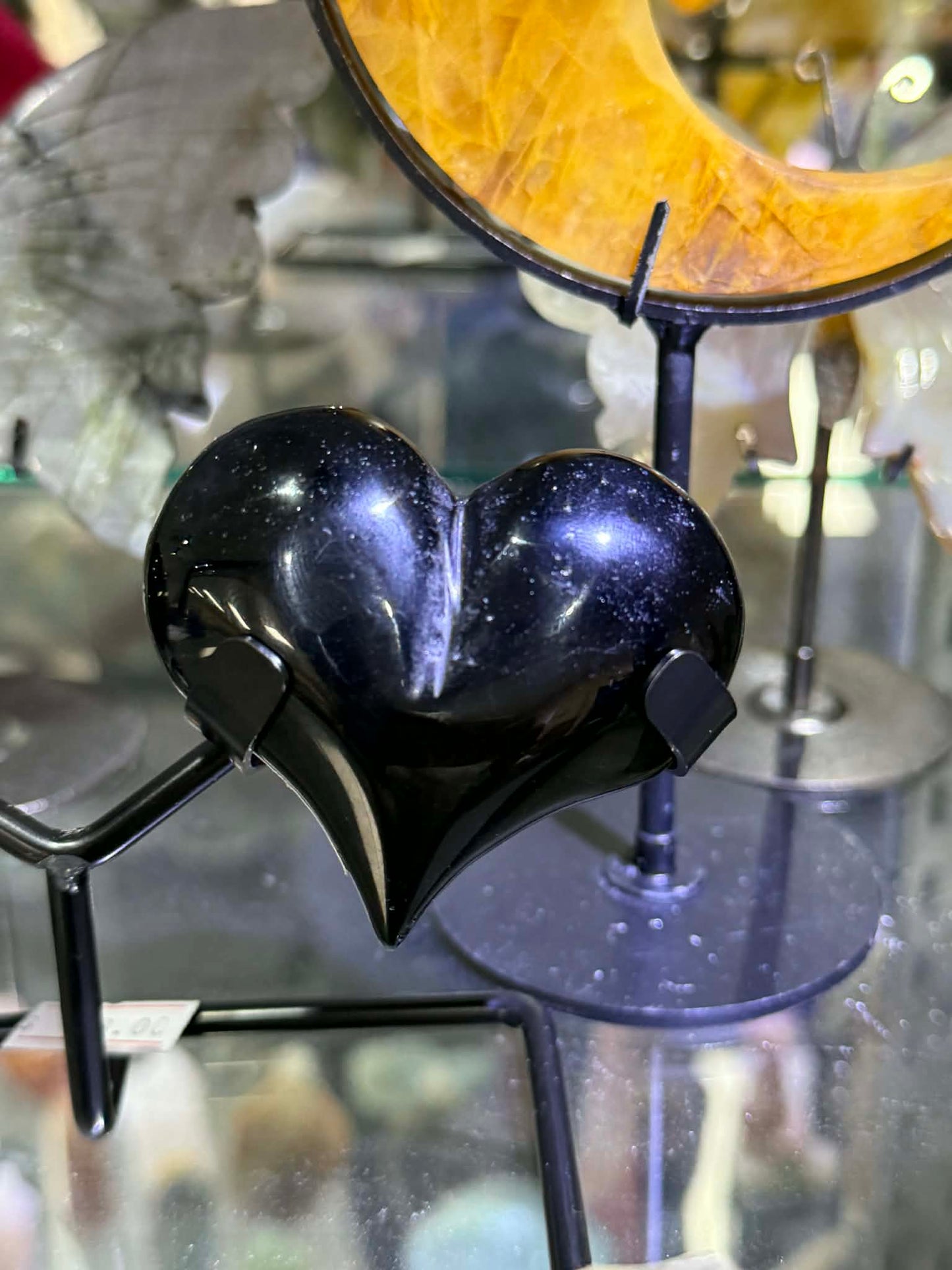 DUAL Obsidian Hearts with Silver Sheen in One