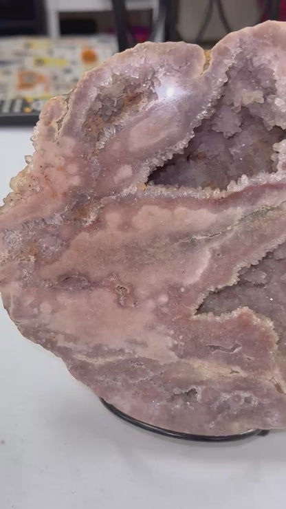 SOLD! Pink Amethyst Geode Slice with Stand