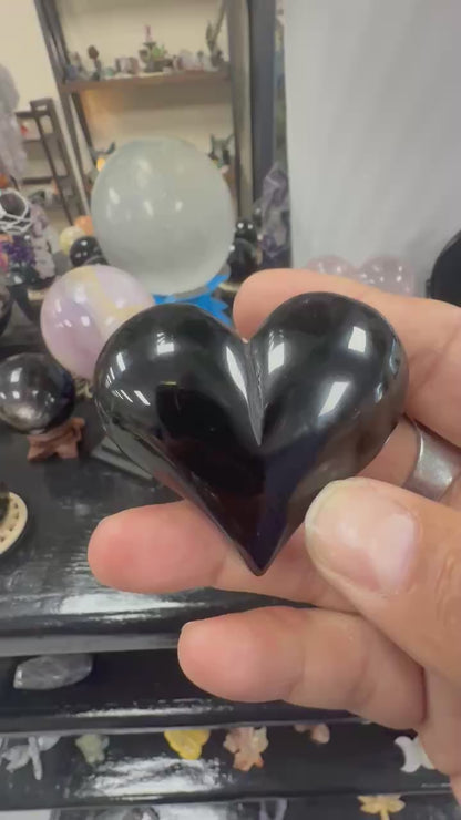 DUAL Obsidian Hearts with Silver Sheen in One