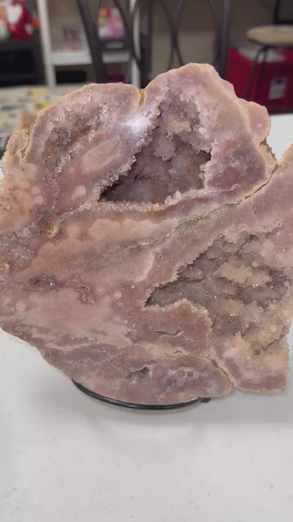 SOLD! Pink Amethyst Geode Slice with Stand