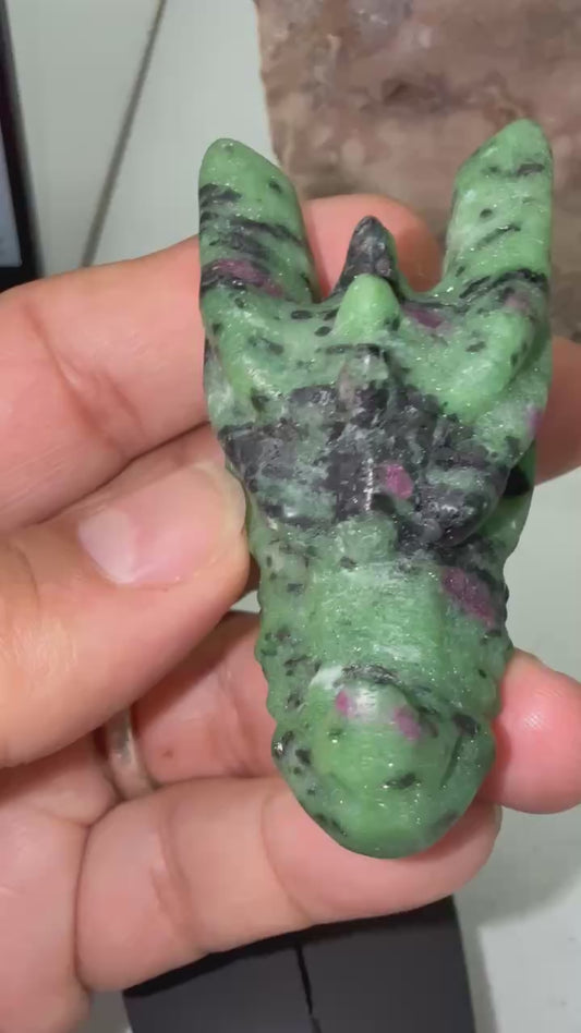 Dragon Head Ruby & Zoisite 5/8 Inch UV Reactive